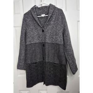 J.Jill Long Gray Button Up Cardigan Sweater Jacket Wool Blend- Size Medium